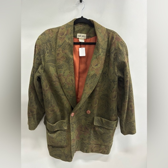 Vintage Olive Green Paisley Blazer - Picture 1 of 6